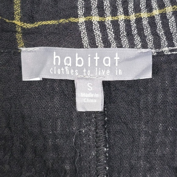 Habitat Womens Top Small Black Gray Plaid Gauzy Button Front Long Sleeve NWT - Picture 5 of 13